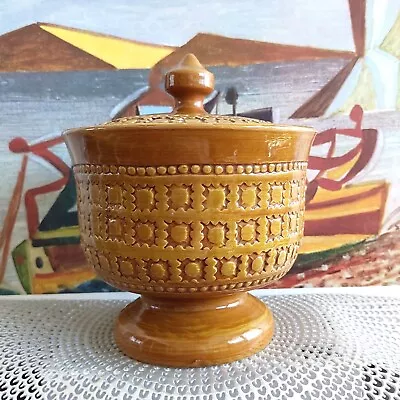 Buy Mid Century Bitossi Lidded Pot Canister | Brown Pattern Feature | Made In Italy • 106.88£