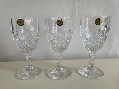 Buy 3 X Bohemia Crystal Cut Glasses 150ml Claret Wine Glass Faceted Cross Pattern • 12.50£