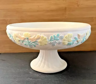 Buy Vintage Pedestal Dish - Glazed Inner/Unglazed Outer - Incised & Embossed Detail • 18.99£