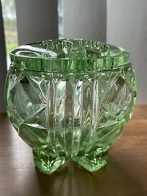 Buy VINTAGE DEPRESSION GLASS BAGLEY GREEN 'DUCHESS' FLOWER BOWL & 7 HOLE FROG Pt3103 • 25£