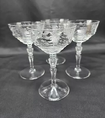Buy Acadia By Rock Sharpe Libby Crystal Champagne Sherbet Glasses Set Of 4 1930s-40s • 32.61£
