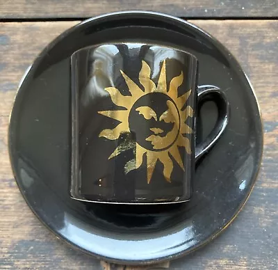 Buy Vintage Hornsea Pottery Espresso Cup And Saucer Black & Gold Sun • 4£