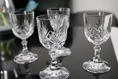 Buy 4 X Very Elegant Vintage Bohemian Cut Crystal Glass Small Wine Goblets Glasses • 20£