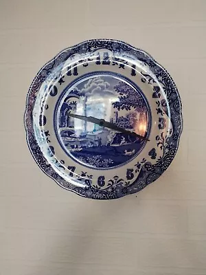 Buy Beautiful Spode Italian Wall Clock Plate Working Blue And White Fine China 10.5  • 39£