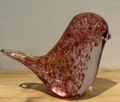 Buy Wedgwood Glass Bird, Paperweight, Red Mottled Glass, Etched Base Small Chip Beak • 8£