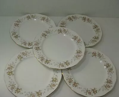 Buy Colclough Bone China Dinner Plates Floral Gilt Edge Pattern Set Of 5 • 15£