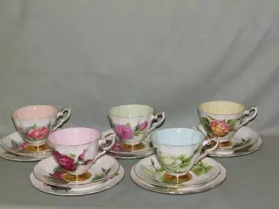 Buy 5 Royal Standard Wheatcroft Roses Bone China Trios Tea Cup Saucer & Plate • 25£