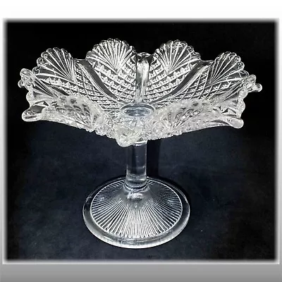 Buy Original Victorian DIAMOND & FAN 21cm COMPORT George Davidson Glass 1898 • 14.50£
