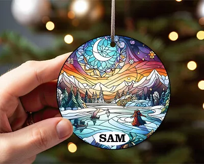 Buy Personalised Christmas Stained Glass Bauble Tree Decoration Stocking Filler Tag • 4.99£