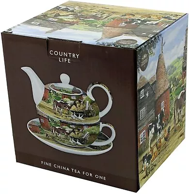 Buy Leonardo Country Life Farm Animals China Tea-For-One Teapot Cup And Saucer Set • 14.99£