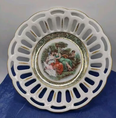 Buy Vintage Dresden Pierced China Bowl With Classical Scene Two Ladies Embracing  • 6.50£