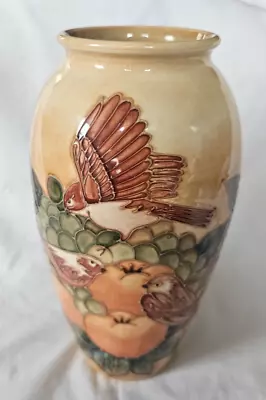 Buy Stunning Moorcroft Finches & Peach Design Large Vase (b) Circa Late 20th Century • 325£