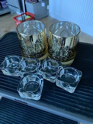 Buy Selection Of Candle Holders Glass. 2 Gold Large 5 Small Glass • 4.99£
