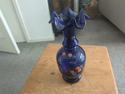 Buy Hand Painted Cobalt Blue 21 Cm High Glass Vase • 6£