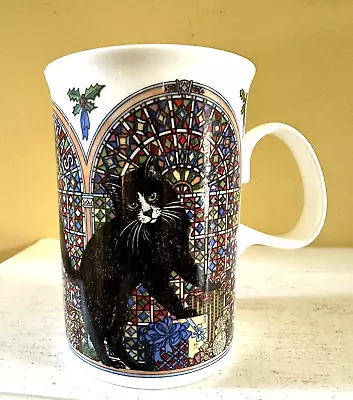 Buy DUNOON CHRISTMAS 1992 MUG CUP  Cat Stained Glass Window Bone China Sue Scullard • 11.14£