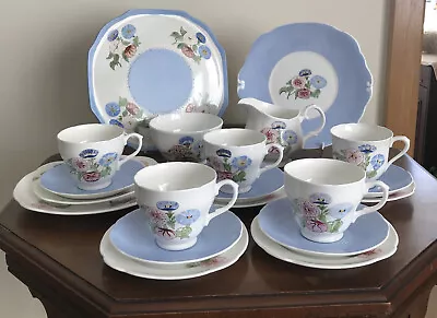 Buy Vintage China Tea Set Hand Painted KR 1972 5 Cup Saucer Side Plate 2 Cake Jug • 35£