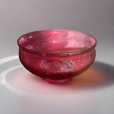 Buy Royal Brierley Crystal Glass Bowl Cranberry Iridescent Michael Harris 15cm 1980s • 15£