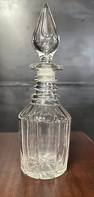 Buy Antique 19th Century Cut Glass 4 Ring Decanter 29cm High C.1830 • 75£