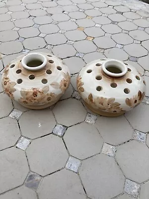 Buy Vintage Jersey Pottery Pair Of Potpourri  Pots Ikebana Bowls Kitsch Flower Buds • 10£