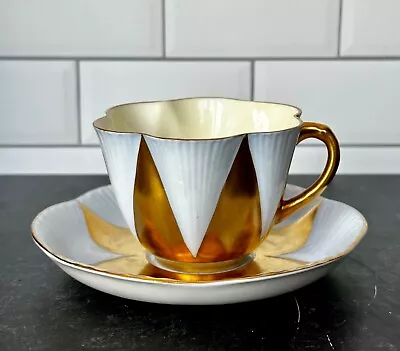 Buy RARE Shelley Dainty Harlequin Baby Blue And Gold Cup And Saucer • 205.02£