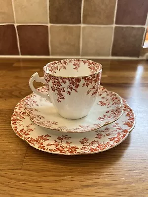Buy Antique Wileman Foley (Pre Shelley) Red Ivy Tea Cup Trio, Teacup, Saucer & Plate • 30£