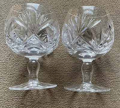Buy 2 Small Cut Glass Brandy Glasses Pre-owned • 8£