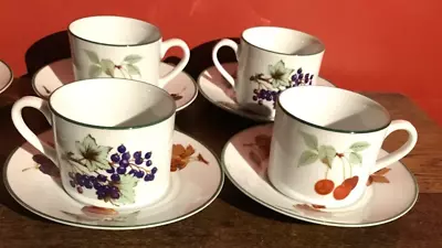 Buy Royal Worcester Evesham Vale Porcelain Set Of 4 Vintage Coffee Cups & Saucers • 14.99£