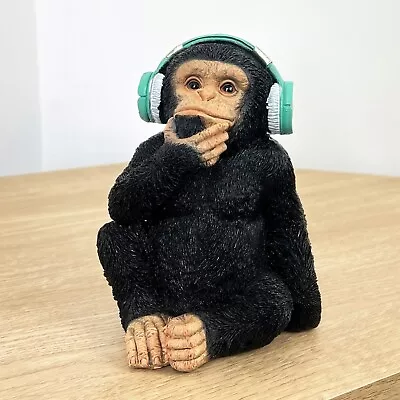 Buy Monkey Ornament In Headphones Music Room Figurine Statue Home Decor Accessory • 17£