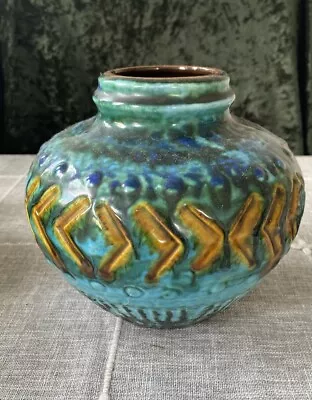 Buy Vintage Carstens Fat Lava West German Turquoise Pottery Vase 47-15 • 28£