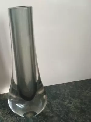 Buy Vintage Smoked Black Heavy Glass Vase 19.5cm H - S14 • 6£