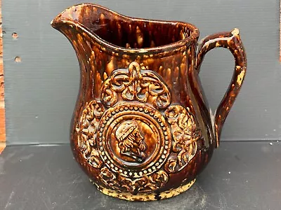 Buy 56911 Old Vintage Antique Saltglaze Pottery Treacle Rockingham Water Jug Vase • 45£
