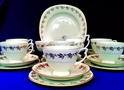 Buy Vintage Colclough Bone China ~ Gold Leaves ~ 21 Piece Tea Set ~ 1940's Era • 21£
