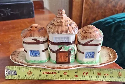 Buy Vintage Burlington Ware  Cottage Ware Salt Pepper And Mustard Cruet Set  • 5£