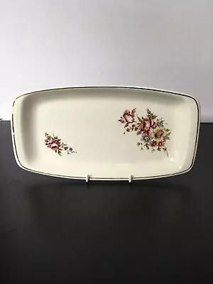 Buy Vintage Romanian Ceramic Rectangular Sandwich Tray With Colourful Floral Bouquet • 7£