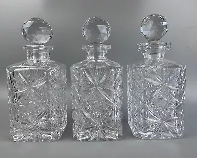 Buy 3 Edinburgh Crystal Decanters. Square ROYAL Cut Glass Pattern Set. For Tantalus. • 79.99£