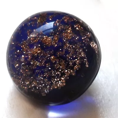 Buy Beautiful Antique Paperweight Button Deep Blue W/ Goldstone Flakes 9/16  • 1.51£