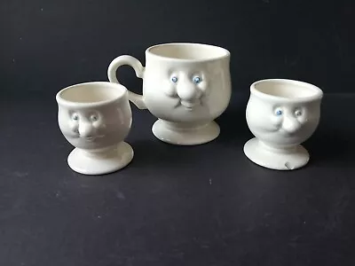 Buy Vintage Carlton Ware Lustre Pottery Walking Ware Funny Face Tea Cup & 2 Egg Cups • 7.50£