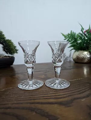 Buy 2 X Clear Cut Glass Candlestick Holder • 9.99£