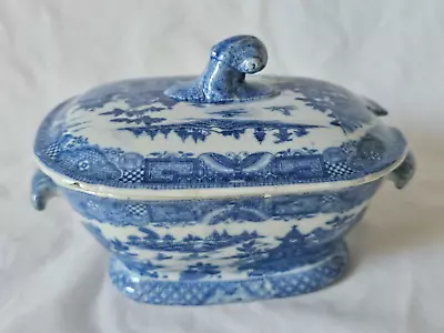 Buy Antique Blue And White English Pearlware Small Terrine And Cover (a), Circa 1820 • 55£