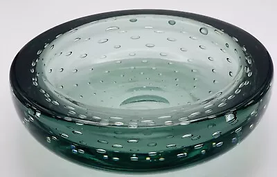 Buy Whitefriars Art Glass Controlled Bubble Bowl 9099 Green London VTG 50s • 15£