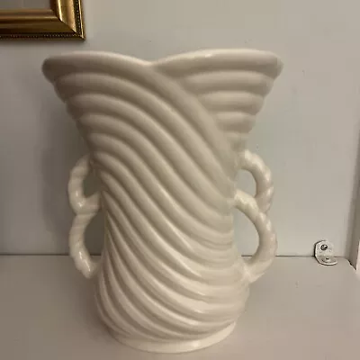 Buy SylvaC White Deco Style  Vase - Rope Twist Twin Handle-  22.5 Cm High- #1307 • 19.99£