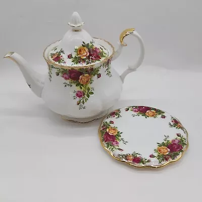Buy Royal Albert Old Country Roses Tea Pot & Stand (#H1/23) • 18£