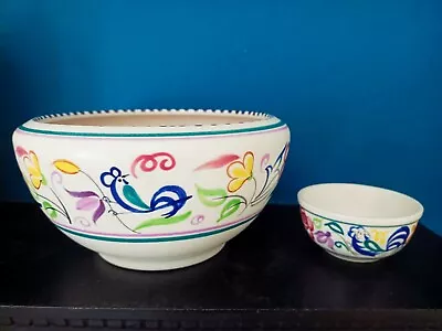 Buy 2 Vintage Traditional Poole Pottery Bowls  Large & Small LE Floral Bird Pattern • 2.99£