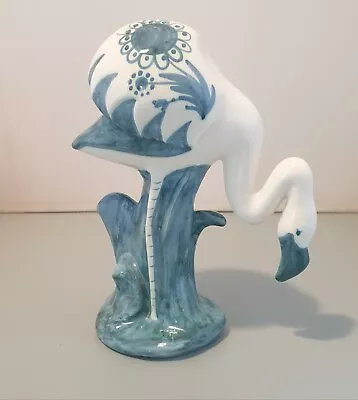 Buy Vintage Rye Pottery Blue & White 10 Inch Tall Ceramic Flamingo By David Sharp. • 34.99£