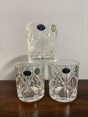 Buy 3x Bohemia Authentic Crystal Whisky Tumbler Glasses Great Condition • 19.99£