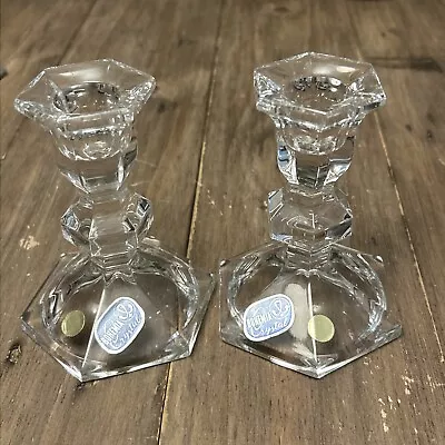 Buy Vintage 2 X Lead Crystal Candle Holders Clear 5.5   Tall X 3.5  Wide 24% Lead • 25£