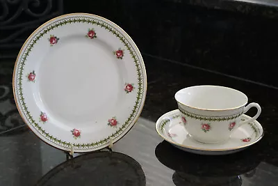 Buy Grays Pottery - Early Rose Motif & Printed Band - Trio - Pattern 1454 C.1918 • 8.95£