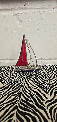 Buy Vintage Metal & Stained Glass Sailing Boat Ornament • 1£