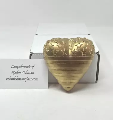 Buy Robin Lehman Cast Art Glass Patriotic Gold Heart Paperweight 3  Stars & Stripes • 20.49£
