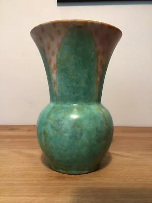 Buy Vintage Art Deco Beswick Ware Vase 100 Mottled Green Trumpet Shaped • 14.99£